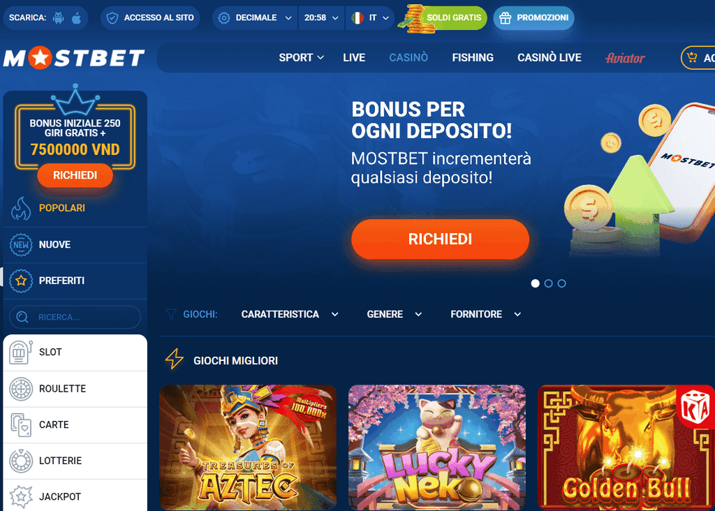 Виды бонусов на Mostbet